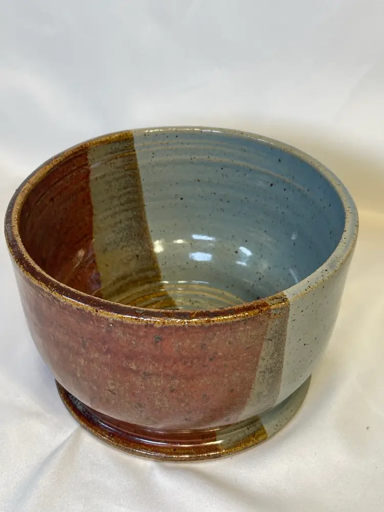 Studio Pottery Bowl Blue And Brown Stamped BR