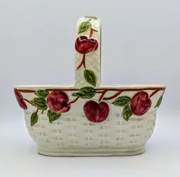 Franciscan Apple Basket Planter Portugal Ceramic Vintage 9x8x6