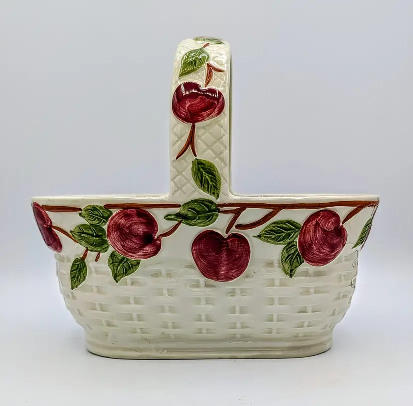 Franciscan Apple Basket Planter Portugal Ceramic Vintage 9x8x6