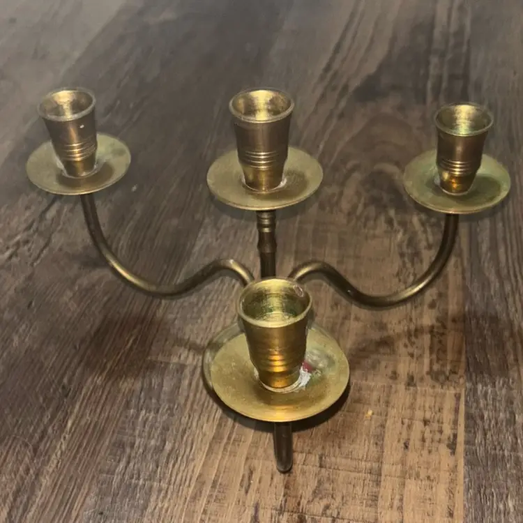 Brass Candelabra 4 Candle Stick Holder Vintage