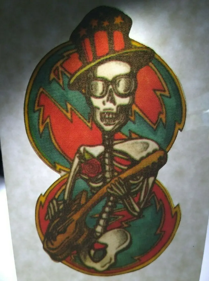 Grateful Dead Car Window Decal Skeleton Rocking Out Guitar Vintage Original 1990