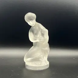Lalique Satin Crystal Nude Diana Huntress Figurine 4.75" Paperweight Signed