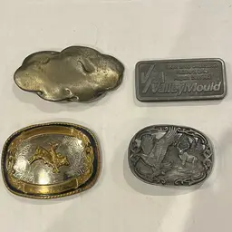 Lot Of 3 USA Belt Buckles And Paper Weight