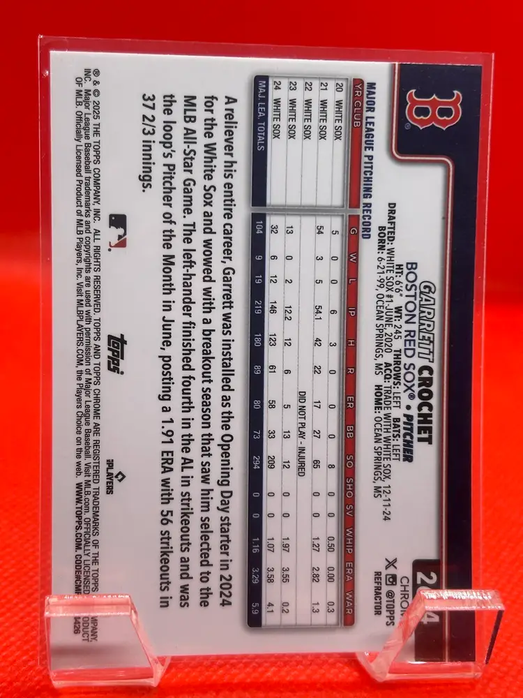 Garret Crochet - 2025 Topps Chrome Refractor Boston Red Sox