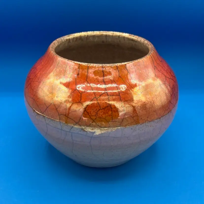 Lance Timco Raku Vase -Crackle-Artist Signed & Dated