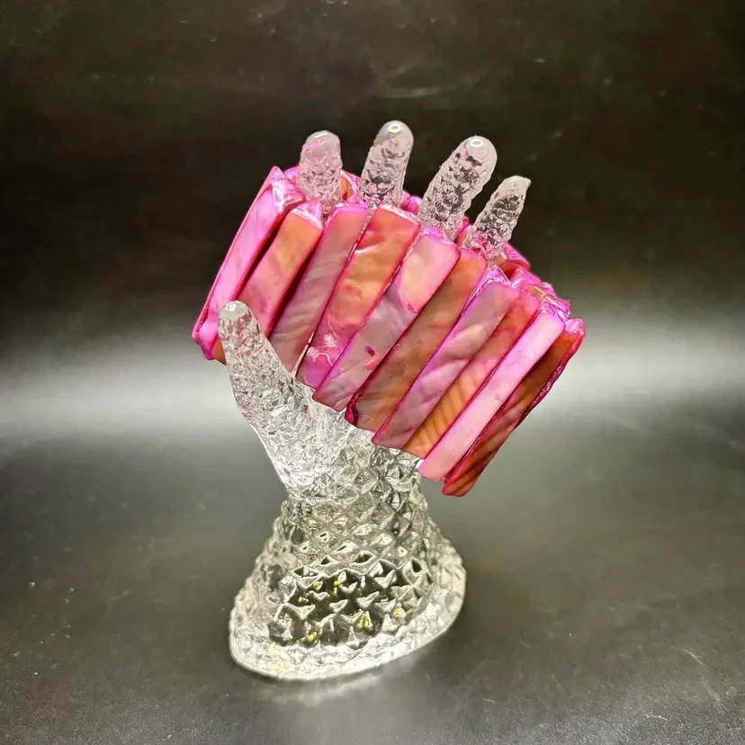 *SALE* Vintage Sliced Sea Shell Pinks Stretch Rounded Bracelet BOHO