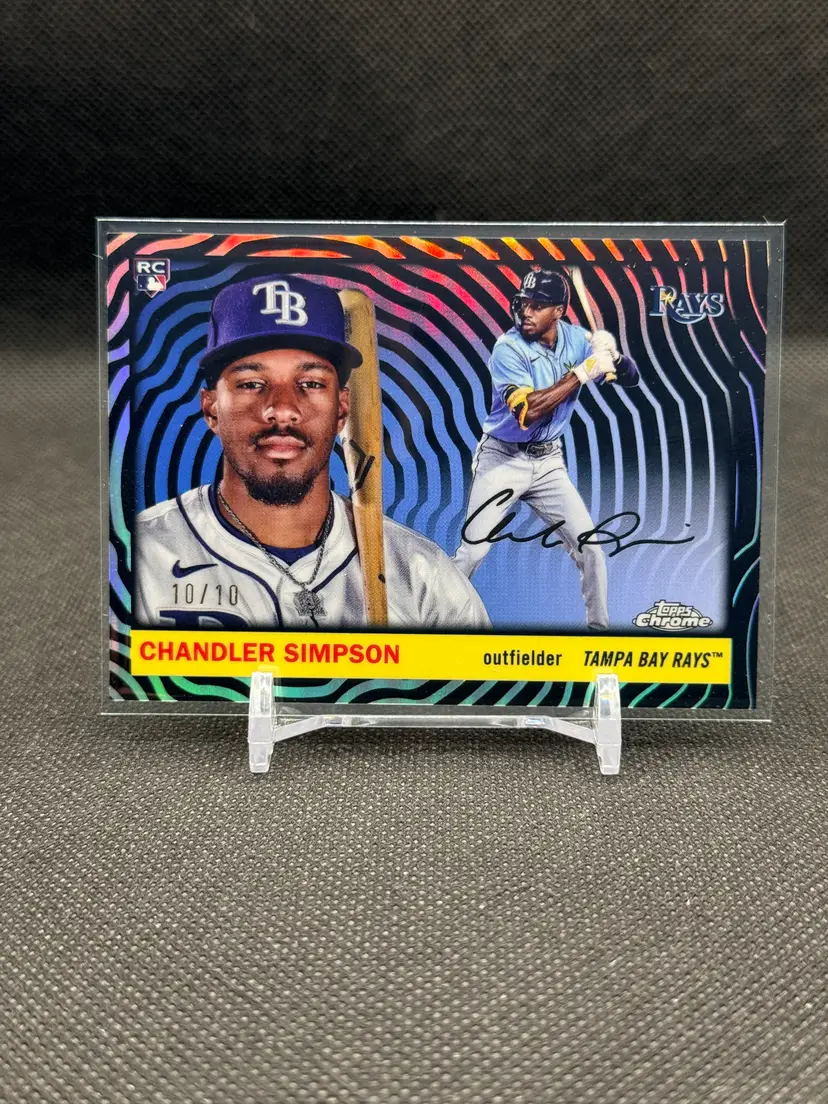 Chandler Simpson 2025 Topps Chrome Platinum Black Vibrations Refractor /10 RC
