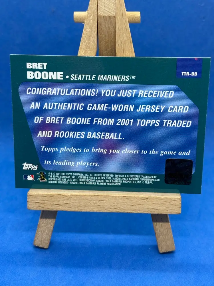 2001 Topps Bret Boone Game Used Jersey Relic Seattle Mariners