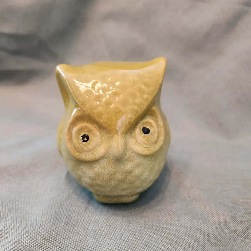 Owl Ceramic Green Figurine Vintage