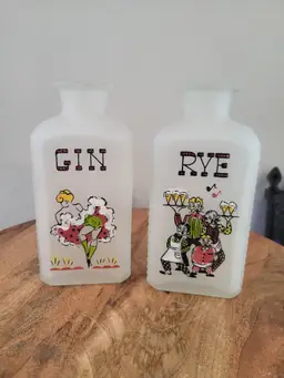 Vintage Gay Fad Studios Nineties Frosted Rye/Gim Decanter Circa 1950s
