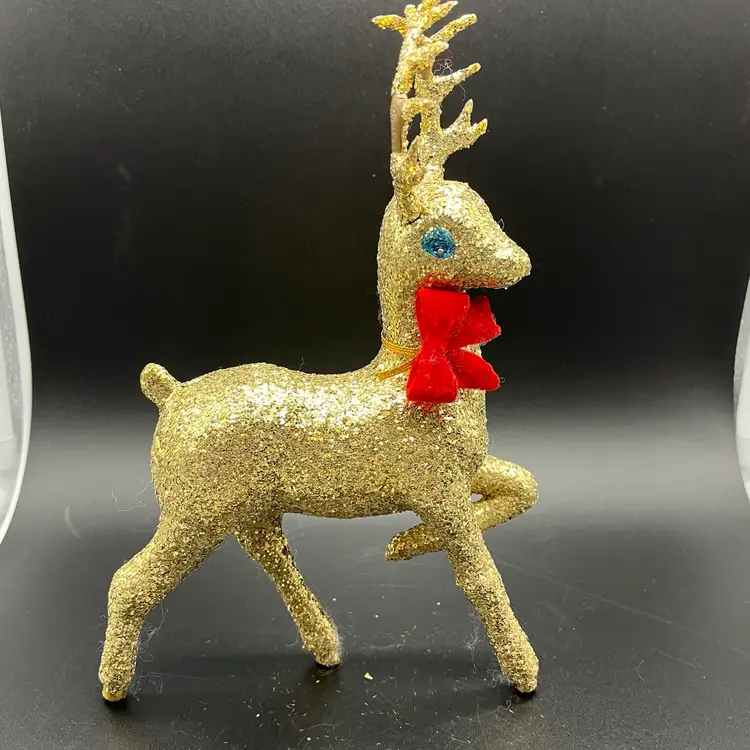 MCM Gold Glitter Hard Plastic Deer 10 Tall