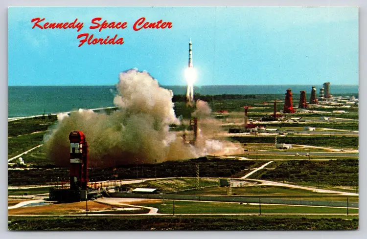 Postcard John F Kennedy Space Center Florida Launch Site of American Astronauts