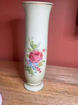 Pale Green Floral Vase ***Small Chipped Lip***