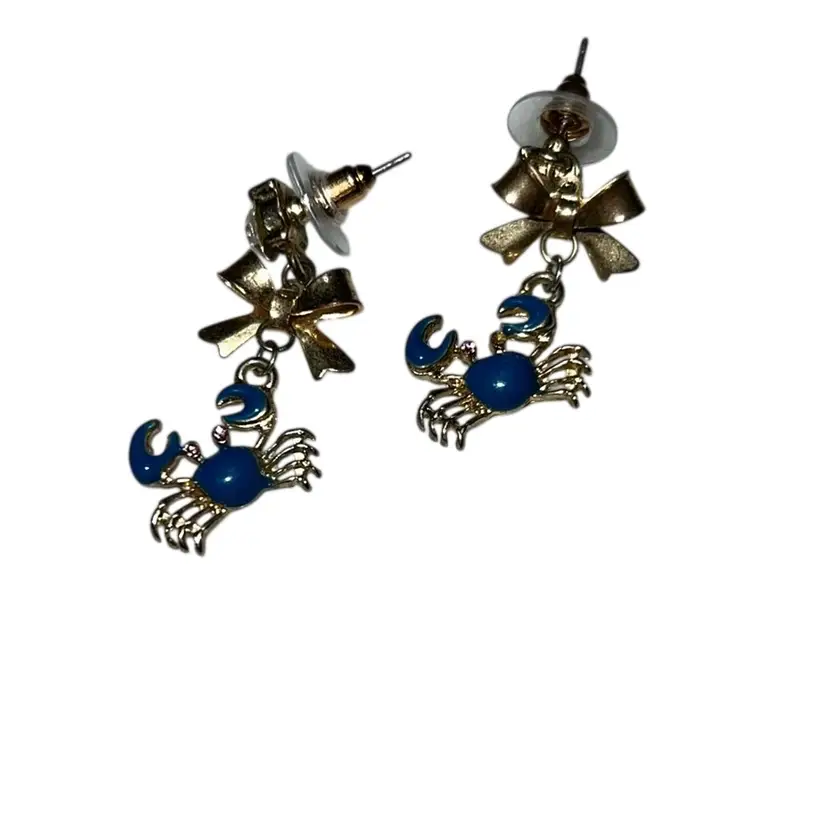 Crab Dangle Earrings For Pierced Ears 1.5”