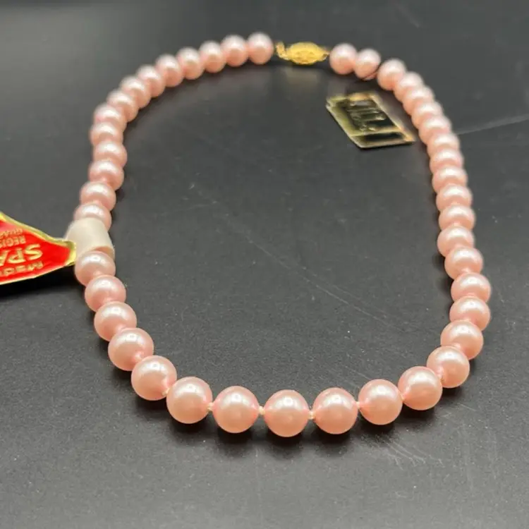 Vintage Hobe Pink Pearls Of Majorca Necklace Simulated Old New Stock With Tags