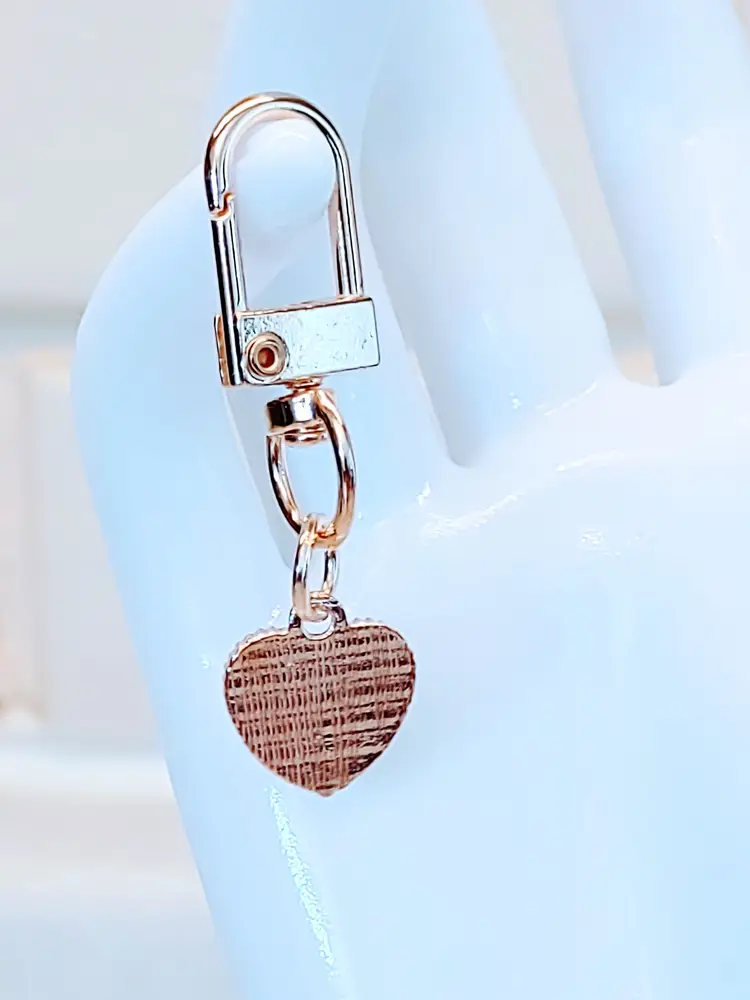 TURQUOISE ENAMEL SWIRL HEART & BRASS BAG CHARM OR ZIPPER PULL CHARM