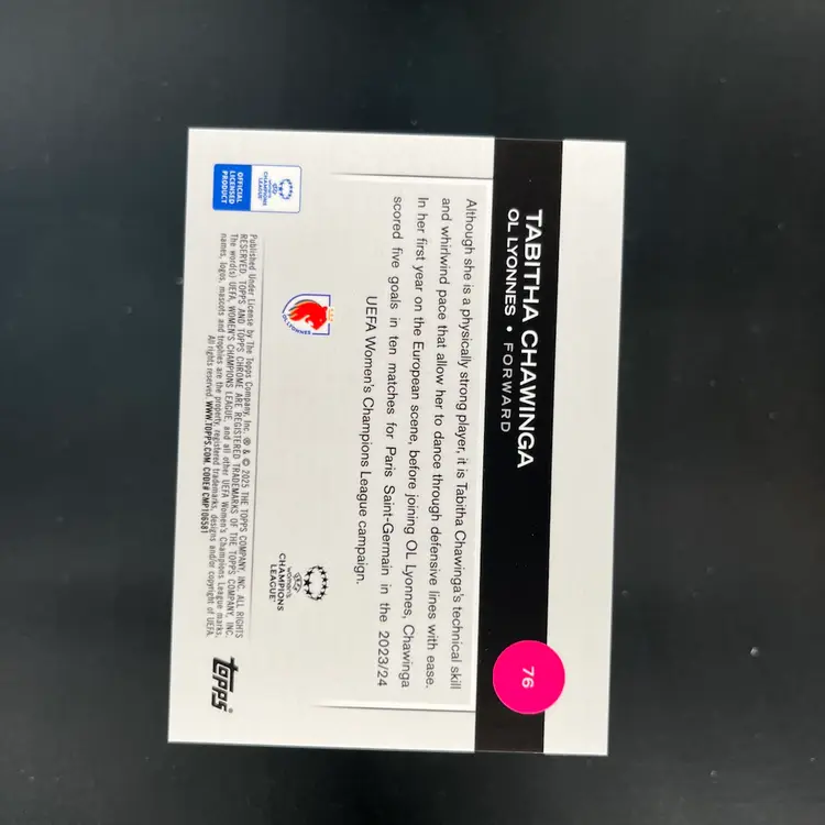 Tabitha Chawinga 2024/25 Topps Chrome Aqua /199 Soccer Card