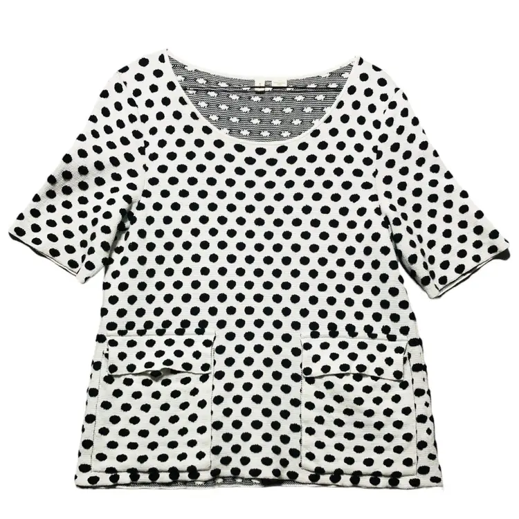 Anthropologie Moth Jacquard Dottie Knit Top Blouse Sweater Polka Dot Sz Medium