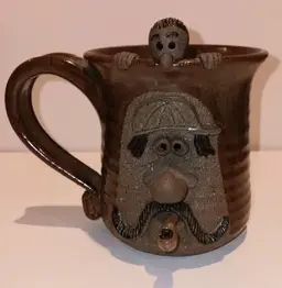 Ugly Face Signed Pottery Mug