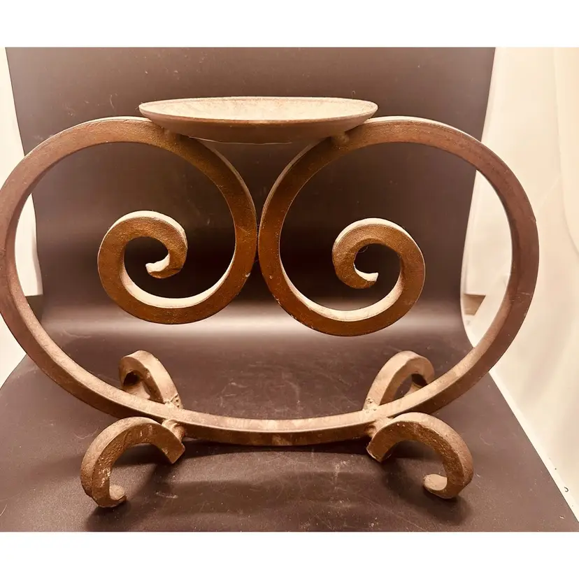 93. Vintage wrought iron French scroll candlestick. VERY HEAVY!!