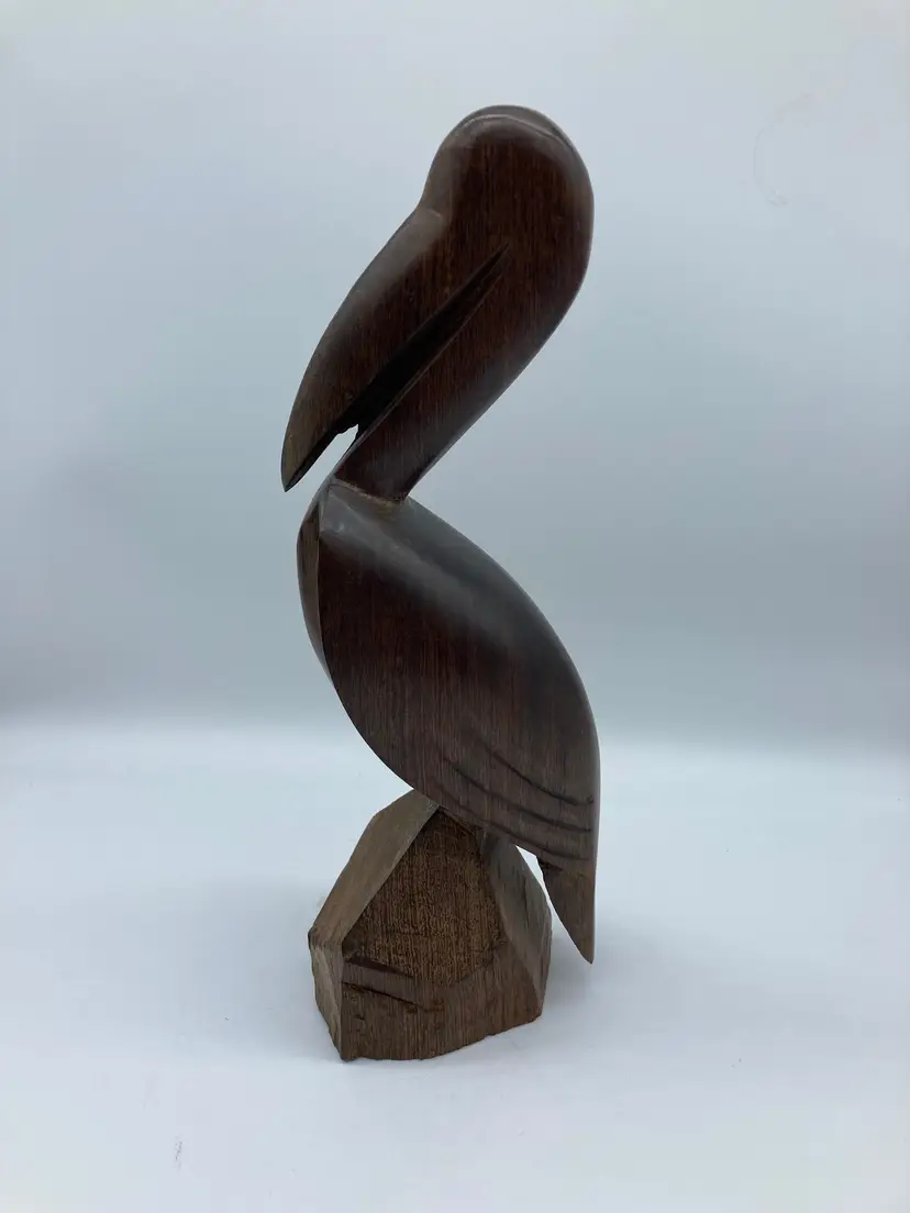 Vtg Pelican Hand Carved Ironwood Wood Statue Figure Nautical Beach Decor