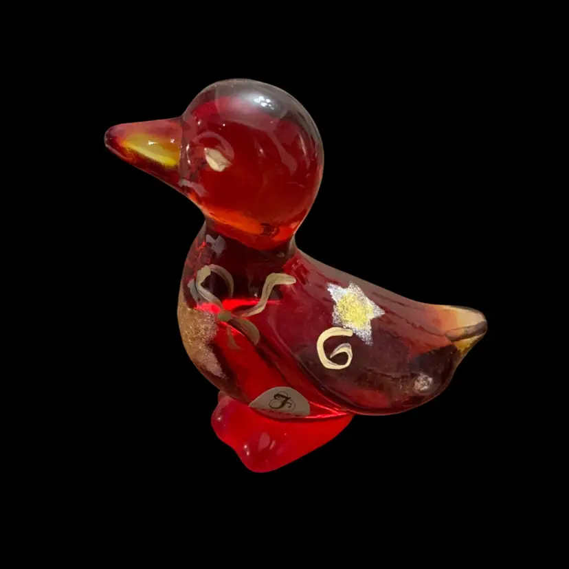Fenton Ruby Red Goose HP By Truda Mendenhall 3.5” x 3.5”- GLOWS