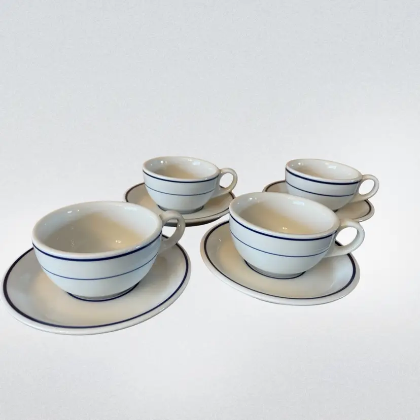 Lubiana Bistro Blue Cups & Saucers. Set Of 4. Made In Poland.
Very Good Condition