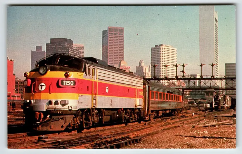 #01 Railroad Postcard Train Railway Locomotive 1150 South Station Boston MBTA FP-10