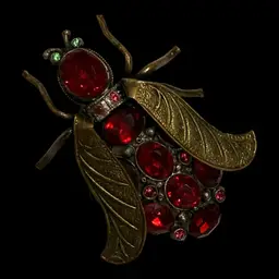 Amazing Red Rhinestone Bug Brooch 2”