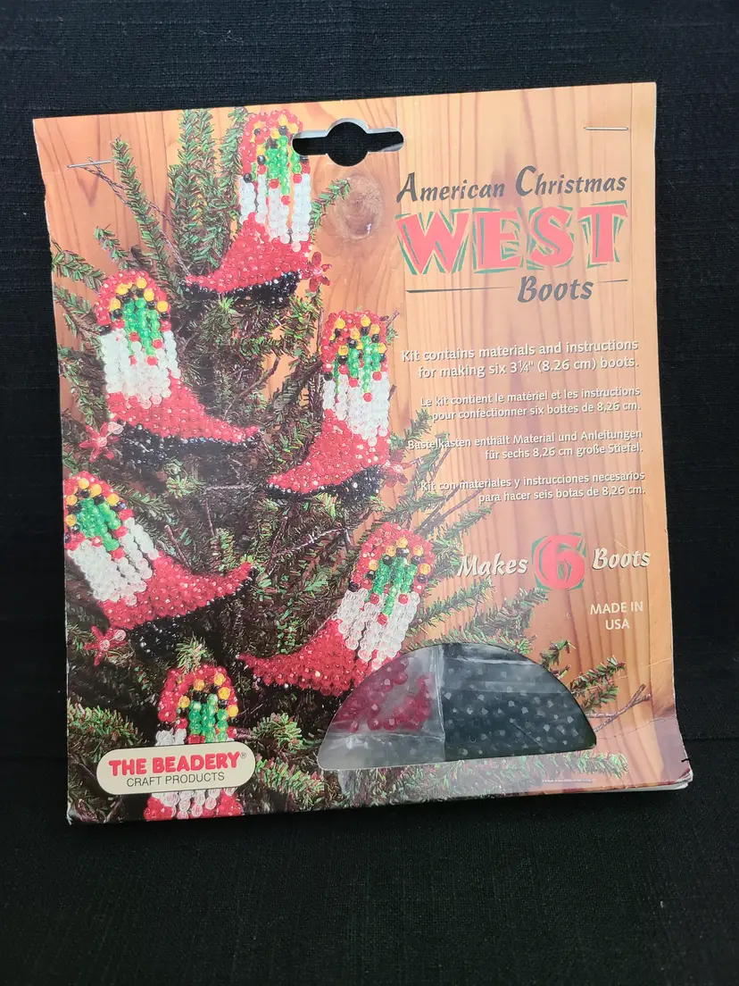 Vintage Bead Ornament Kit The Beadery American Christmas West Cowboy Boots