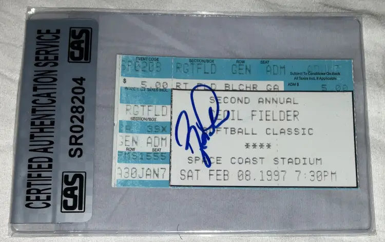 Barry Larkin autographed ticket stub celebrity softball game 1997 CAS certified