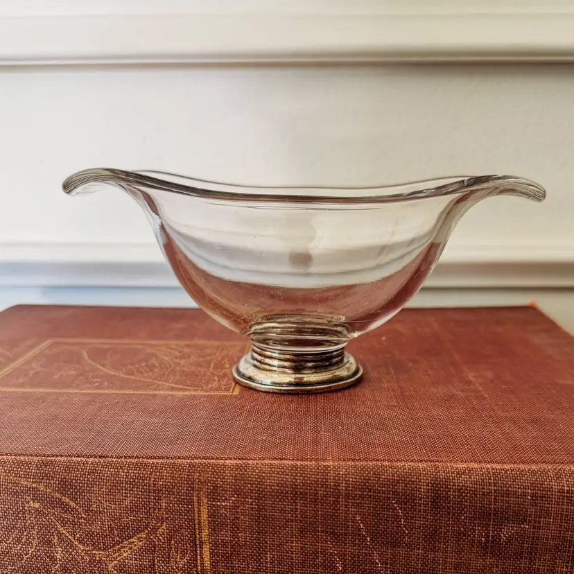 1940's .925 Sterling Silver Glass Designer Nut/Candy Dish