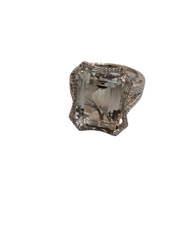 Stunning 925 Sterling Faceted Huge CZ Ring Size 7 (A9473)