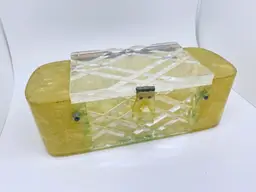 Vintage Lucite Patricia Of Miami Confetti String Box Purse