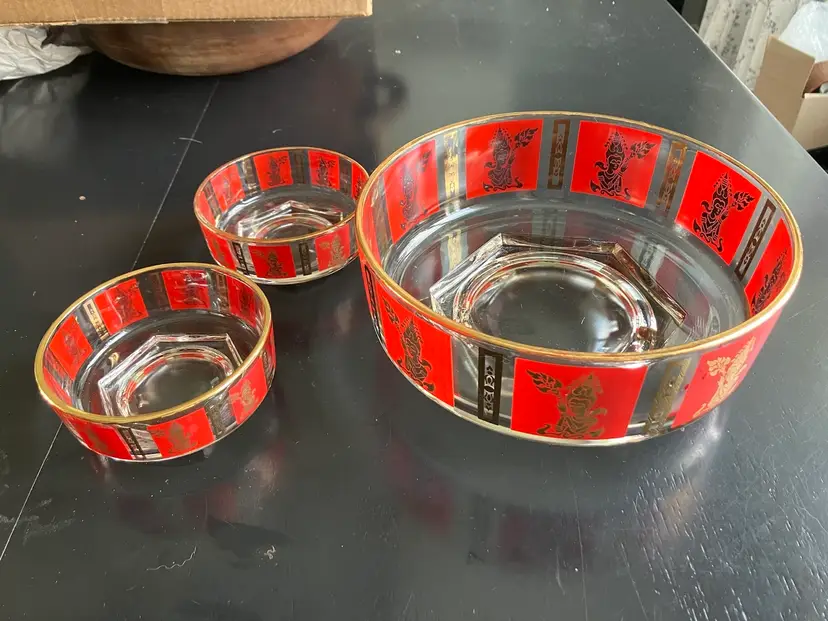 1183-MCM Culver Snack Set/Chip And Dip/ Fruit Bowl