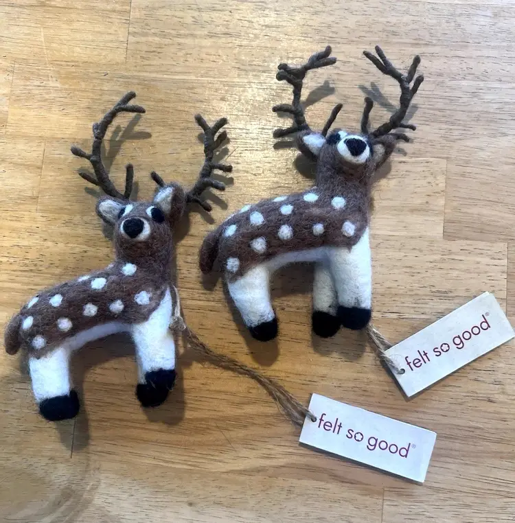 NWT Lot of 2 FELT SO GOOD Reindeer Christmas Ornaments