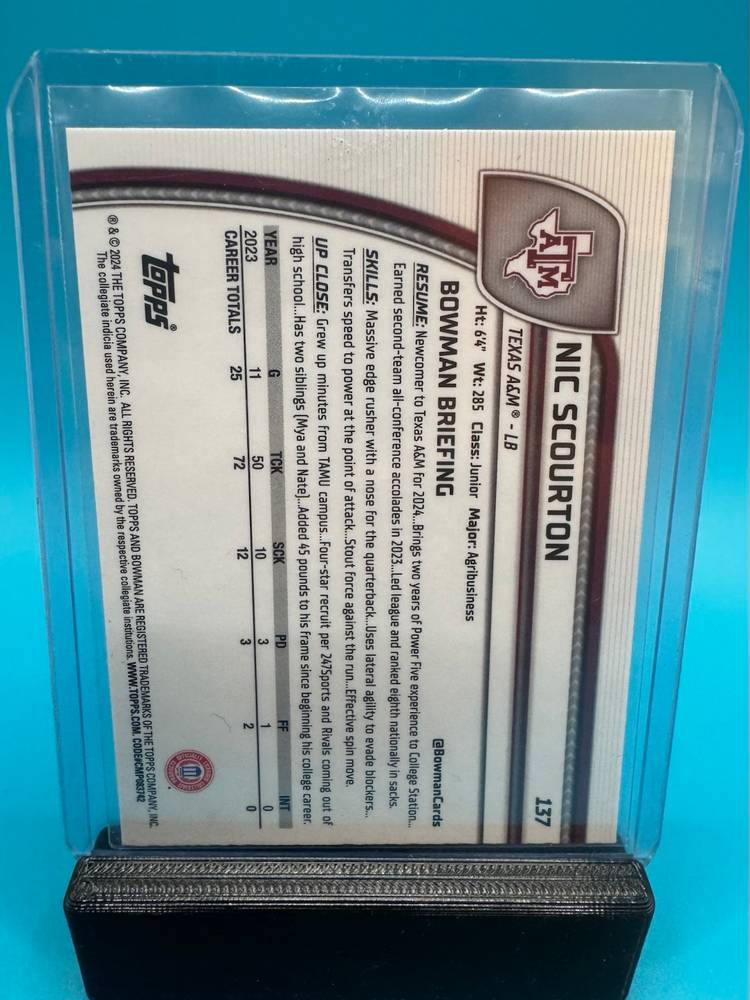 Nic Scourton 1st Bowman Chrome U Sapphire Carolina Panthers