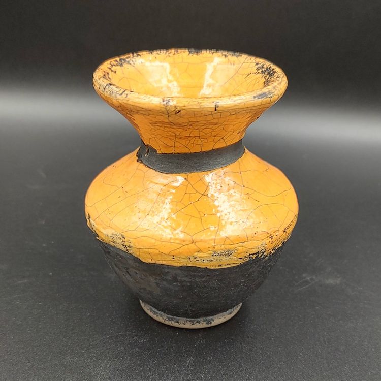 Orange and Black Art Pottery Vase
