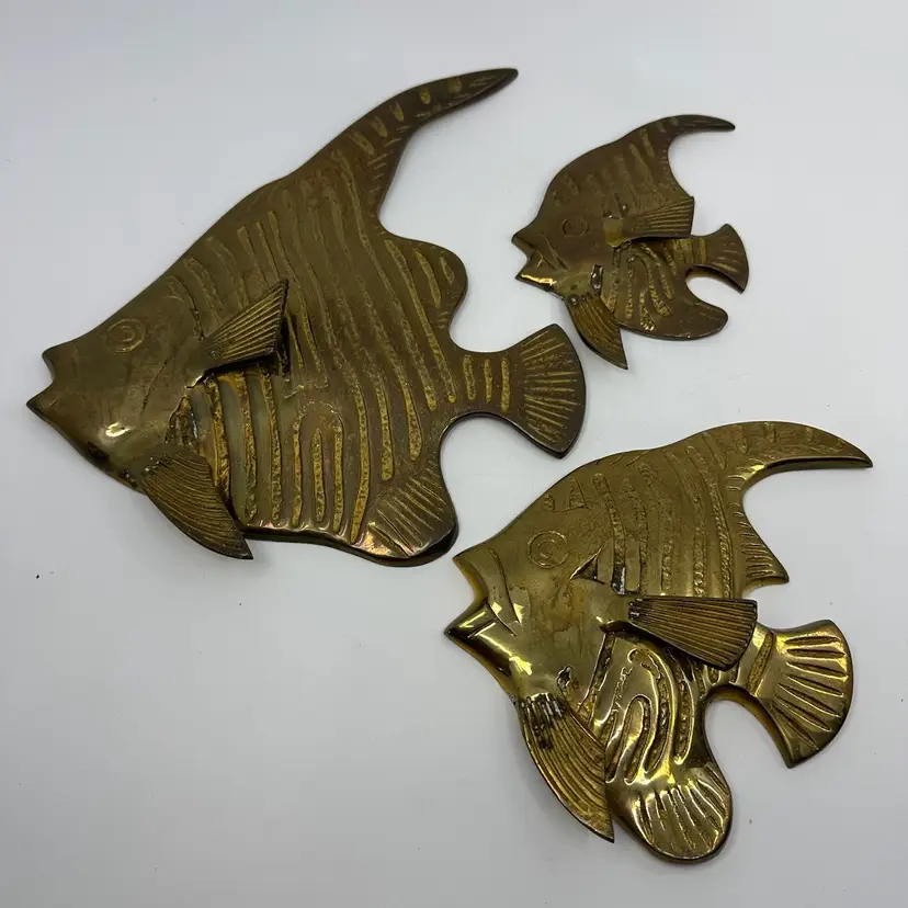 Brass Fish Wall Hangings Set/3