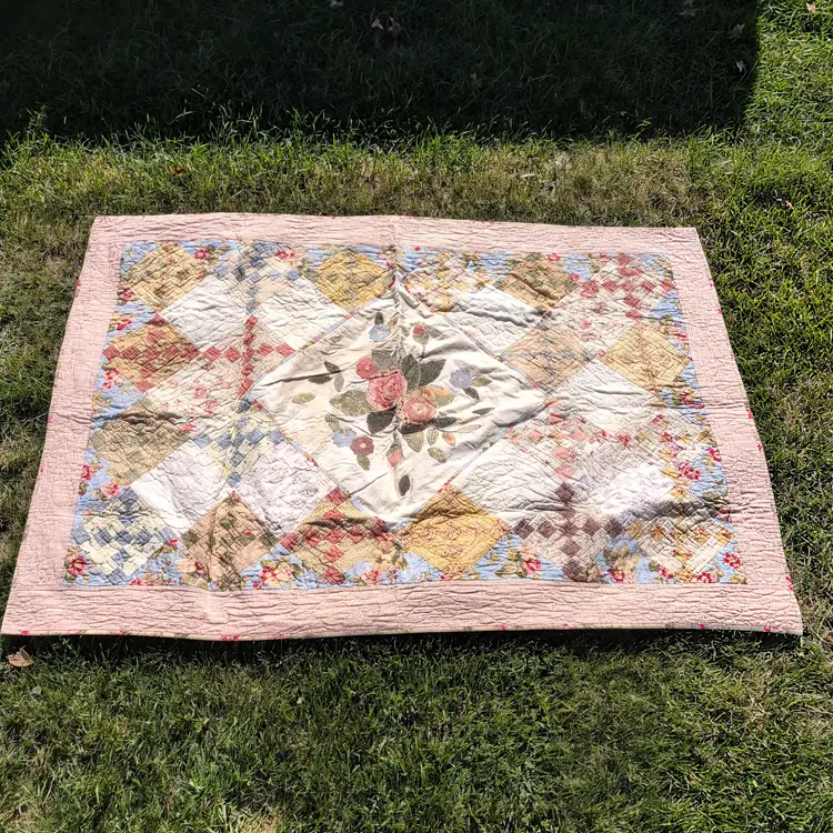 Handmade Baby Crib Nursery Blanket 63" x 45" Quilt Year 2000 Outstanding OOAK