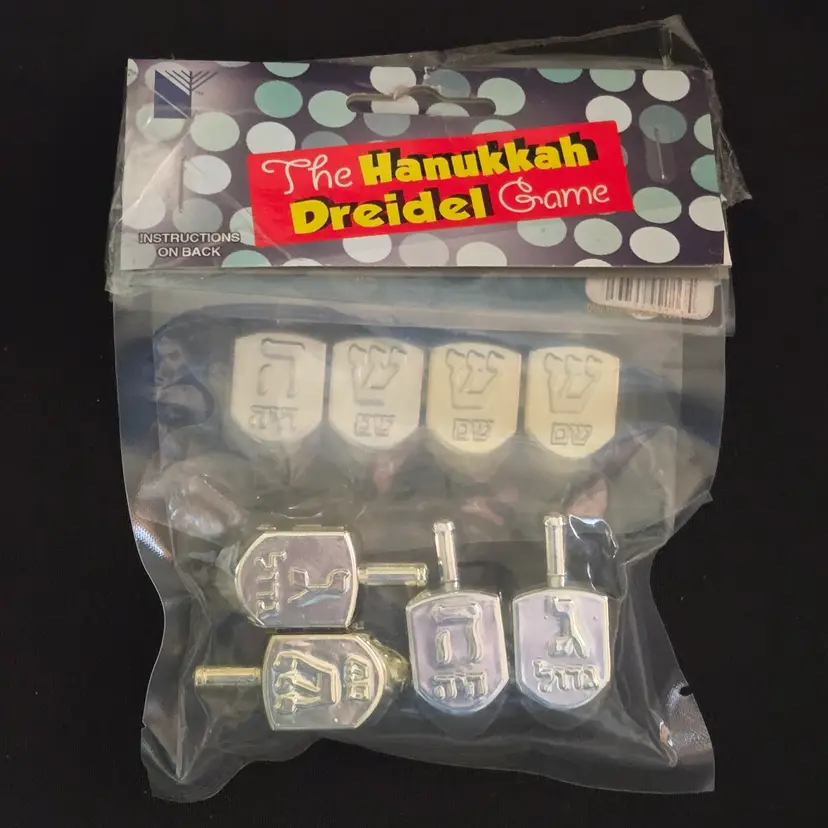 The HANUKKAH  DREIDEL GAME Lot Of 2 Unopened Packages Taped Together One Color - Silver