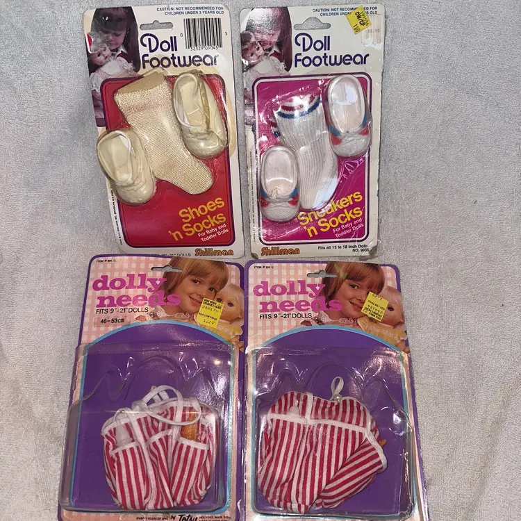 NOS 1978/1980s Vintage Totsy & Shillman Child's Doll Accessories Lot Shoes/Socks