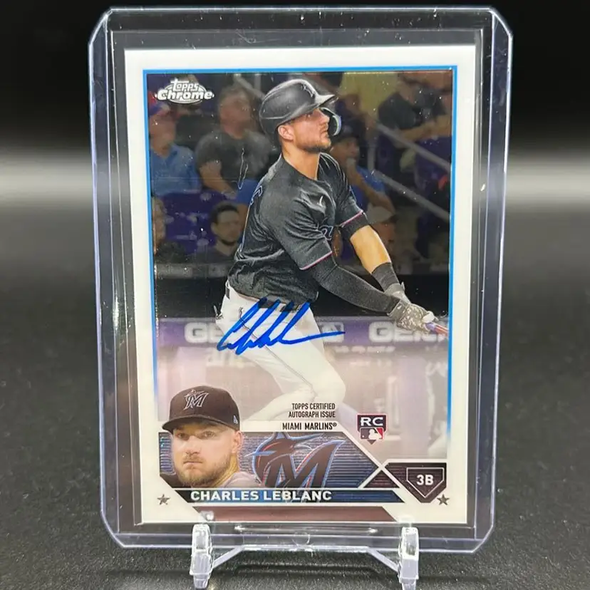 Charles Leblanc 2023 Topps Chrome Update RC Auto Miami Marlins 