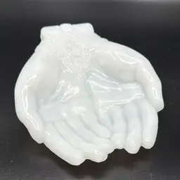 Open Hands Milk Glass Trinket Dish