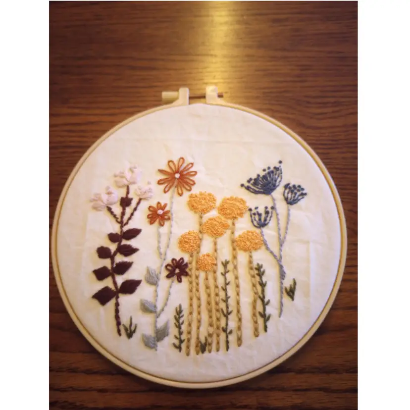 Finished Hand Embroidery Neutral Florals