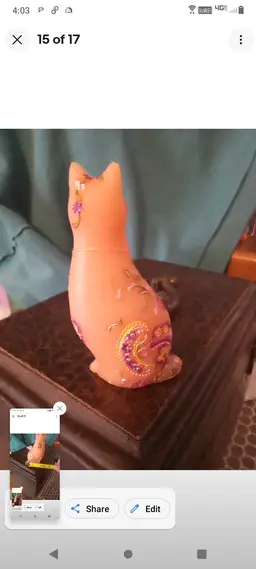 Lot Of 3 Unique Cats Hand Painted With Crystal Accents Pink And Ivory Resin