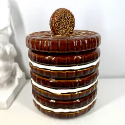 HYDROX Oreo Sandwich COOKIE JAR Chocolate Cream BISCUIT CANISTER VTG 70s Japan