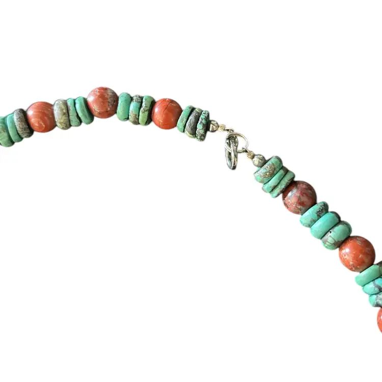 Hand Carved Stone Tibetan Rose Themed Pendant Amulet Vintage Necklace