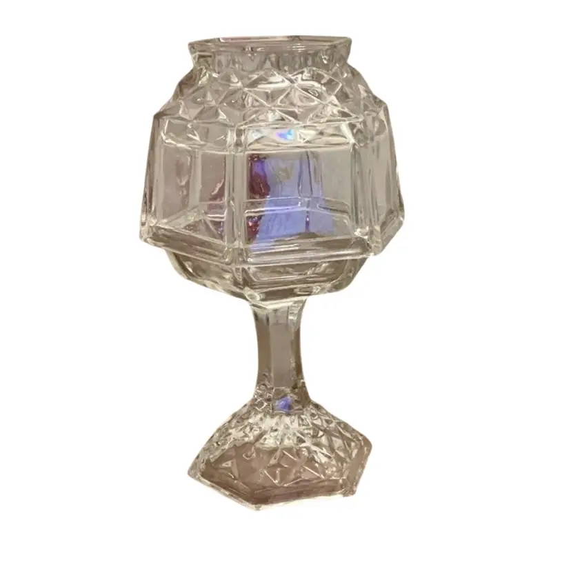 Vintage 2-piece Crystal d’Adriana Clear Glass Fairy Lamp. 8” X 4 1/4”