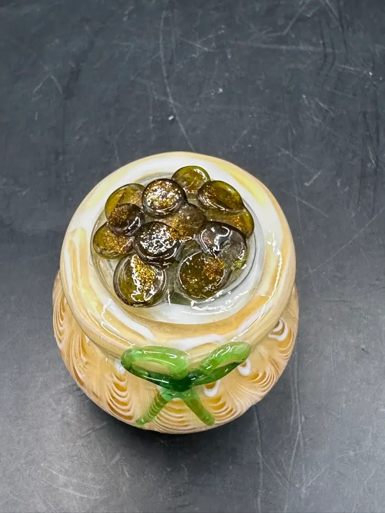 Vintage Lenox Irish Follow The Rainbow Glass Pot Of Gold 2”